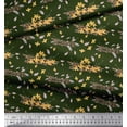 thumbnail image 3 of Soimoi Green polyester Crepe Fabric Feather & Floral Print Sewing Fabric Yard 42 Inch Wide, 3 of 3