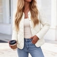 thumbnail image 5 of Short Puffer Jacket Womens Quilted Button Down Collarless Warm Fall Winter Casual Lightweight Windproof Coat with Pockets, 5 of 6