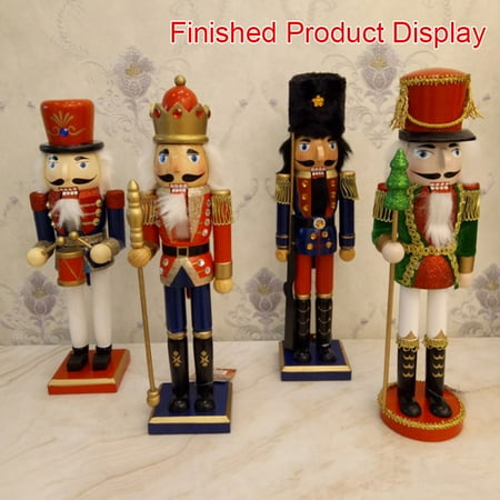 

DIY 12CM Wooden Nutcracker Doll Soldier Shape Puppet Handmade Craft Decoration