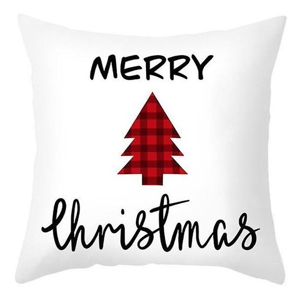 Funda de cojín de Navidad Decoración de Navidad Funda de cojín de Navidad Regalo de vacaciones Funda de cojín cuadrada Funda de cojín al por mayor (blanco + rojo + negro) (2 piezas) LingWen 8390611091002