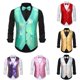 thumbnail image 5 of Mens V-Neck Disco Shiny Casual Waistcoat Suit Vest Waistcoats Gilet Vintage Tops, 5 of 8