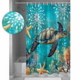 thumbnail image 3 of Shower Curtain Bathroom Set Turquoise Ocean Turtle Waterweed Waterproof Fabric Shower Curtains with Grommets&Hooks Coastal Yellow Starfish Privacy Bath Curtain for Bathtub 48x72in, 3 of 7