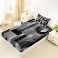 thumbnail image 4 of Homewish Black Gray Geometric Twin Sheets,Abstract Aesthetic Bedding,3-Piece,1 Fitted Sheet and 1 Pillowcase, 4 of 6