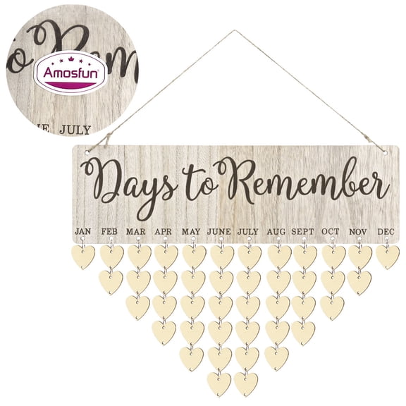 LEORX Wall Birthday Reminder Hanging Calendar DIY Design Wood Decor for Family Birthdays 1 Set