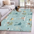 thumbnail image 3 of 3x5 Washable Area Rug, Green Cute Dinosaurs Non-Slip Rectangle Rug for Living Room Bedroom, Lovely Colorful Cartoon Animals Tree Cloud Indoor Low Pile Floor Mat for Home Decor, 3 of 9