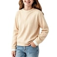 thumbnail image 3 of HAiming Kids Pullover Shirts Long Sleeve Ribbed Knit Fleece Crew Neck Casual Undershirts Fall Winter Outdoors Tops, 3 of 8