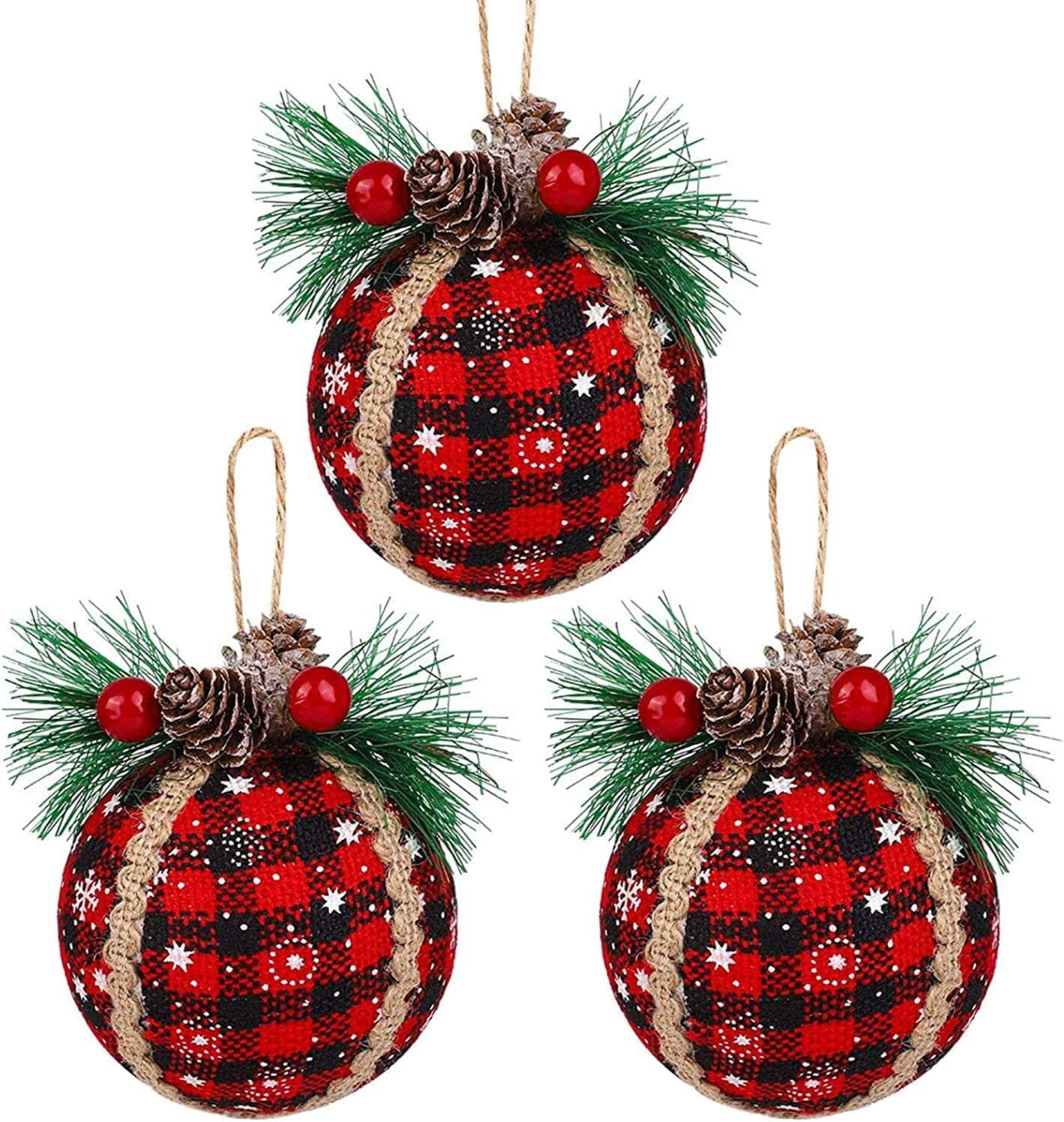 6 pcs Buffalo Plaid Fabric Ball Hanging Ornament Set Decorative Ball f –  VIVIAN & VINCENT