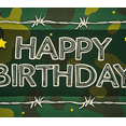 thumbnail image 4 of Military Themed Happy Birthday Banner with Camouflage Pattern Barbed Wire Dog Tags and Star Elements Party Decoration Photography Prop Backdrop for Birthday Party Celebration Event Decor, 4 of 7