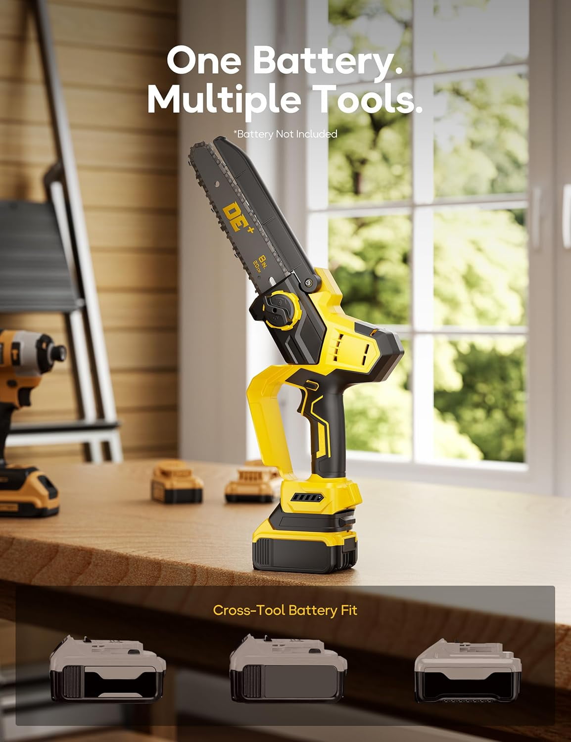 8" Cordless Mini Chainsaw, for DeWalt 20V Max Battery, Brushless Chainsaw for Tree Trimming Wood Cutting, Handheld Electric Power Chain Saw with Auto Oiler, Auto-Tension(Bare Tool Only)