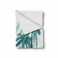 thumbnail image 2 of Ride the Wave Soft Flannel Fleece Throw Blanket, Grunge Tropical Scene Man Surfing Surreal Sports Adventure Illustration, Cozy Plush for Indoor and Outdoor Use, 70" x 90", Teal White, by Ambesonne, 2 of 6