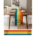 thumbnail image 6 of Hokiten Table Runners 108 Inches Long Dress Scarves, Tableware Silhouette Farmhouse Coffee/Dining/Kitchen Table Runner for Living Room, Orange Blue Ombre Coastal 13x108 Inch, 6 of 7