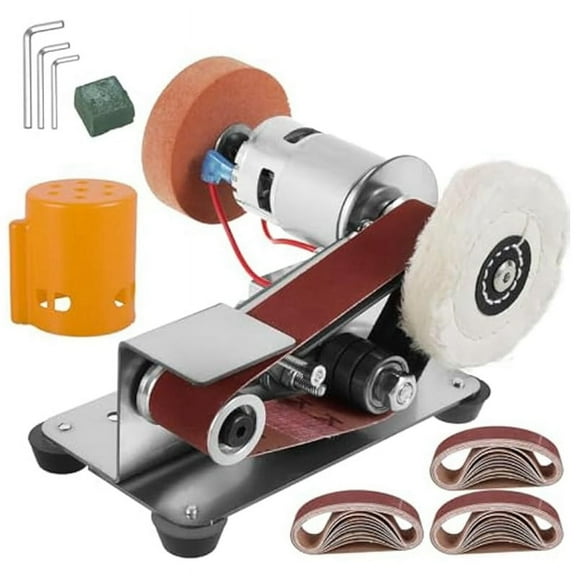 Mini Belt Sander,15 Degree Electric Belt Grinder,7 Adjustable Speed Electric Knife Polishing Sharpener Machine US PLUG