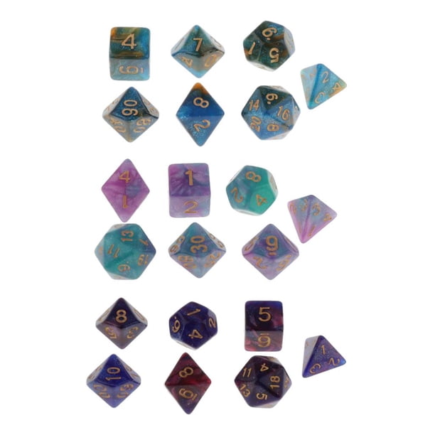 21 x D8 D10 D12 D20 Dados poliédricos duraderos de múltiples para juegos DND