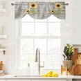 thumbnail image 2 of Tie Up Valance for Windows You Are My Sunshine Curtains Valances Rod Pocket Valance Window Treatments Sunflower Bee Wood Grain Balloon Curtains for Kitchen Living Room Bedroom Bathroom 42x12 Inch, 2 of 9