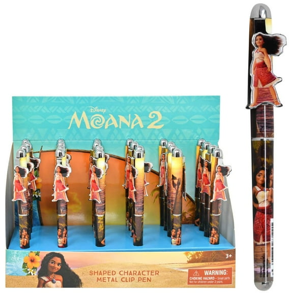 Disney Moana 2 Shaped Character Metal Clip Pen 24 Count in Display