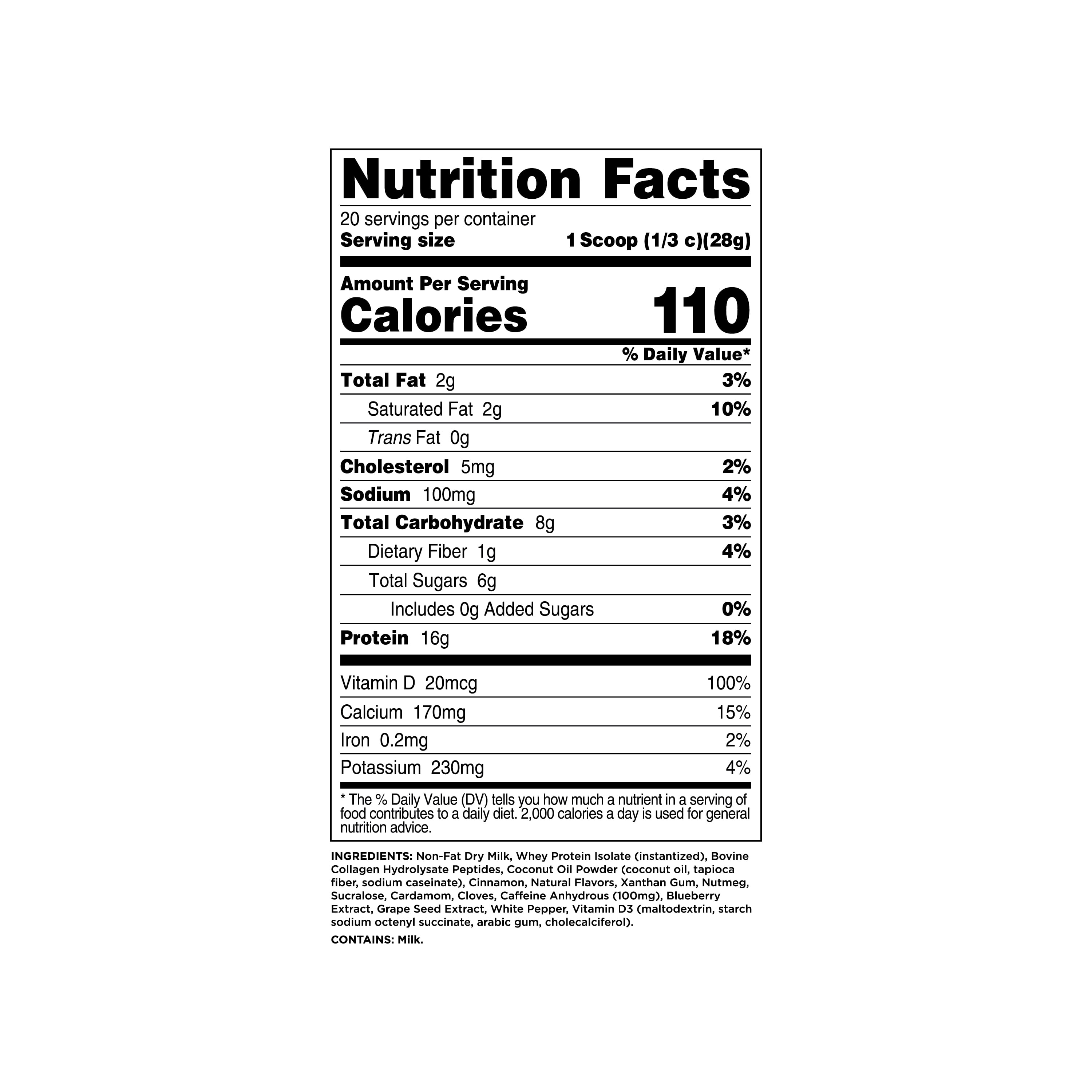 Perk Energy + Extra Protein Powder (1.3 LB) Chai Latte - Witney Carson Collaboration - 100mg of Caffeine, 16g of Protein with Collagen, 20 Servings