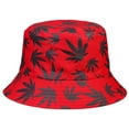 thumbnail image 6 of Marijuanas Leaf Pattern Designed Men Women Unisex Packable Foldable Summer Travel Beach Outdoor Fishing Bucket Hat Red/Black, 6 of 7