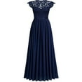 thumbnail image 3 of SBYOJLPB Short Sleeve Dress Chiffon Dress Chiffon Stitching Lace Dress Bridesmaids Evening Gowns Women, 3 of 4