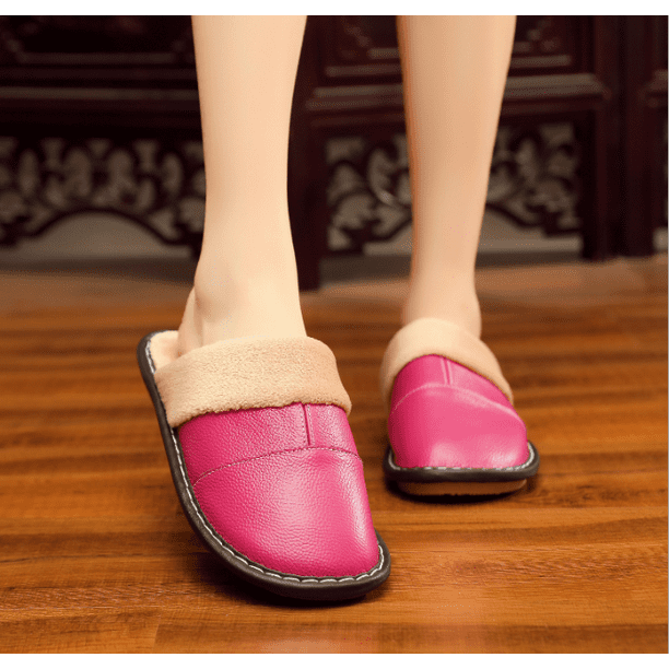 Leather slippers room furnishings for men and women leather non