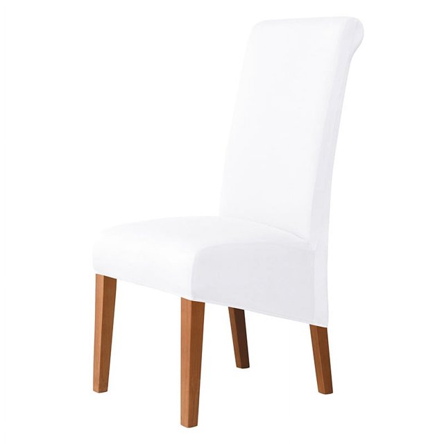 Funda de silla de respaldo alto elástica para comedor de hotel o hogar en tela de seda de leche