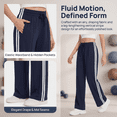 thumbnail image 3 of NICELF Womens Sweatpants Loose Straight Leg High Waisted Wide Leg Track Pants with Pockets & Drawstring, Lightweight Jog Yoga Pants for Workout & Running, Navy Blue, 3 of 7