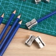 thumbnail image 2 of MasteelfCA 10PCS Dual Pencil Sharpener Pocket Aluminium Alloy Metal 1-Hole Steel Rectangular Small Sharpeners (Silver), 2 of 8