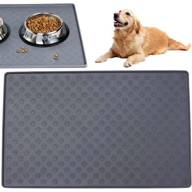 Tapete para Comida de Perro Sugarzoon Gris Silicona Impermeable Antideslizante 55x40 cm