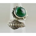 thumbnail image 4 of Malachite Round 925 Sterling Silver Handmade Women Statement Leaf Ring Size 4.5, 4 of 5