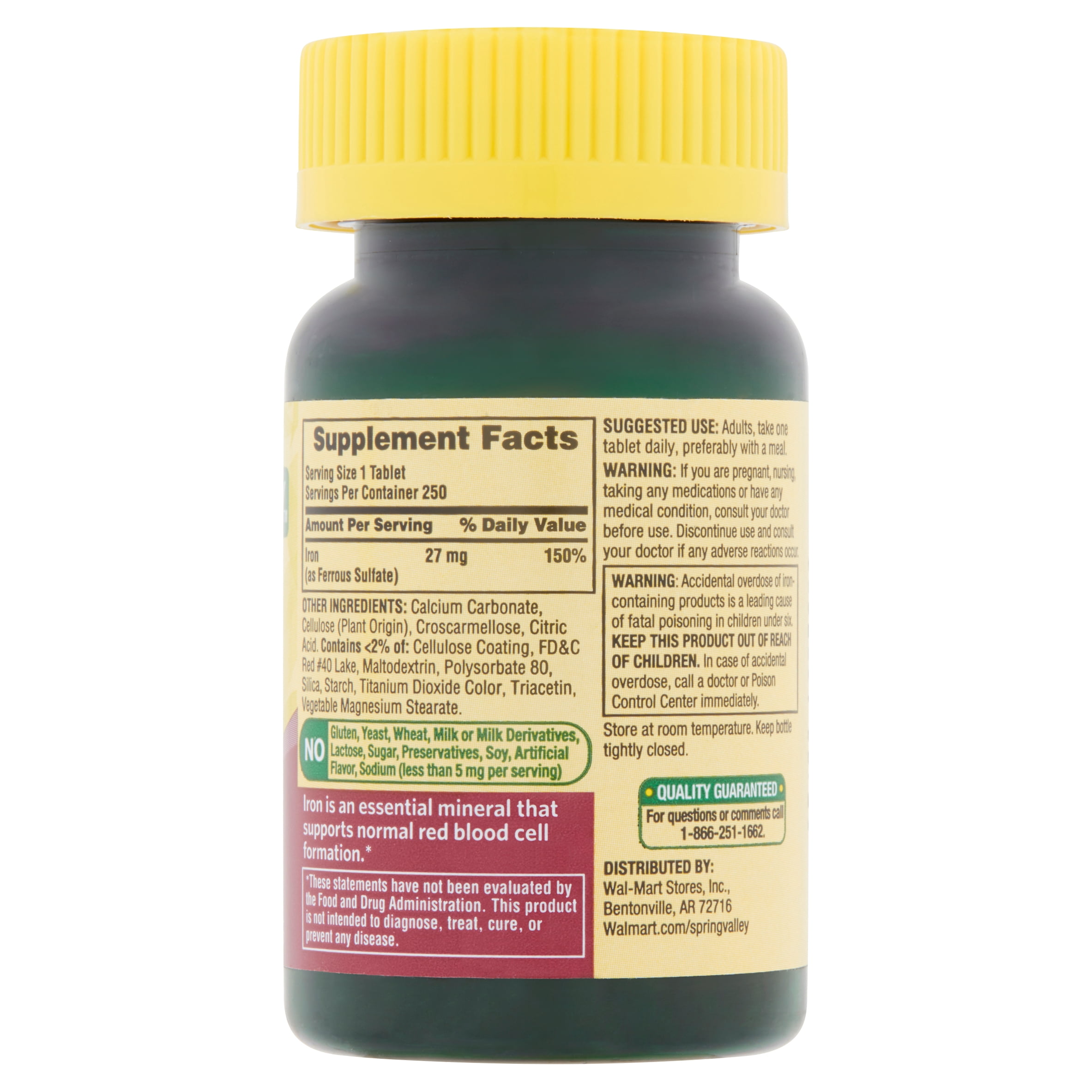 Spring Valley Iron Tablets, 27 mg, 250 Count