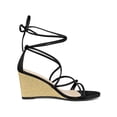 thumbnail image 3 of BLISSFUL STEP Sandales pour Femmes Talons Compensés Lacets Noir 7.5, 3 of 6