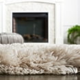 thumbnail image 4 of SAFAVIEH Arctic Giselle Solid Polyester Shag Area Rug, Light Beige, 5' x 7' Scalloped, 4 of 8