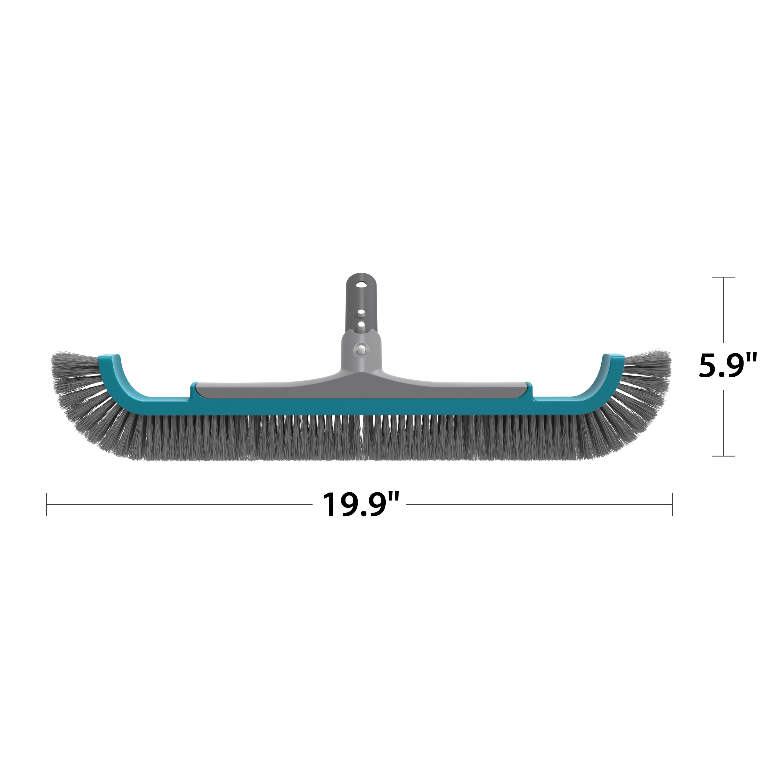 Bluescape Teal & Gray 20" Curved-end Pool Brush with Extended PP Side bristles