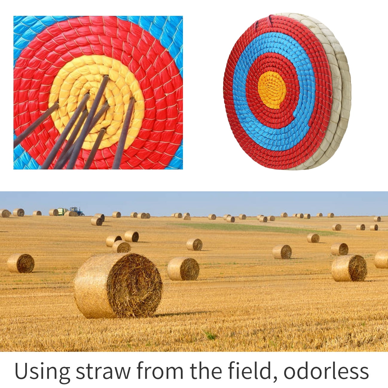 Zeronic Hand-Made Solid Straw Archery Target Durable Bow and Arrow Round Target for Youth Backyard Outdoor Shooting Practice