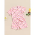 thumbnail image 2 of Suealasg Kids Baby Girls 2Pcs Summer Outfit Flower Print Short Sleeve Crew Neck T-shirt +Shorts 6M 1T 2T 3T 4T Toddler Girls Clothes, 2 of 6