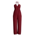 thumbnail image 7 of MLCDZ Women's Plus Size Backless Halter Jumpsuit Deep V Neck Sleeveless wide leg Loose Long Pants Summer Romper with Pockets, 7 of 7