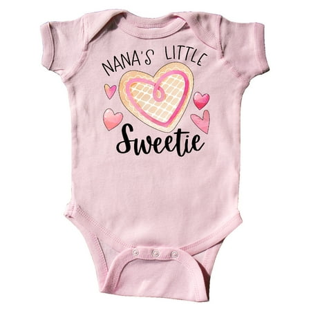 

Inktastic Nana s Little Sweetie with Pink Heart Cookie Gift Baby Boy or Baby Girl Bodysuit