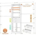 thumbnail image 3 of Besiost Closet System, 4-8 FT Closet Organizer Tower with 2 Wooden Drawers and 5 Hanging Rods, Can Fit 60 to 96 inch Walk-in Closet System, White, 3 of 7