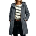 thumbnail image 3 of Zynoxe Women's Waterproof Windbreaker Jackets Relaxed Mid-Length Long Sleeve Casual Jackets Fashion Zip Up Hooded Jacket for Women Lightweight Solid Color Outdoor Hiking Trench Coat with Pockets S, 3 of 9