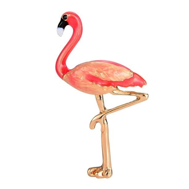 Broche de pájaro flamenco Zulema Tropical Esmaltado Rojo