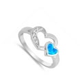 thumbnail image 4 of CHOOSE YOUR COLOR Blue Simulated Opal Heart Love Cutout Promise Ring 925 Sterling Silver Band White CZ Female Size 6, 4 of 4