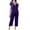 Purple, variant on Chbgutlmr Summer 2 Piece Sets for Women Lace V Neck Short Sleeve Tshirts Capri Pants Loungewear Outfits