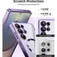 thumbnail image 3 of Dteck Magnetic Case Compatible with Samsung Galaxy S25+,Compatible with MagSafe Full Camera Protection Screen Protector Shockproof Plating TPU Clear Phone Cover for Galaxy S25 Plus,Purple, 3 of 8