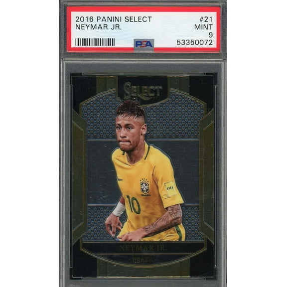 Neymar Jr 2016 Panini Select Soccer Card #21 Graded PSA 9