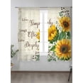 thumbnail image 2 of Sheer Curtains 72 Inches Long 2 Panels Set for Bedroom, Yellow Sunflower Semi Sheer Curtains for Windows, Summer Botanical Elegant Pastoral Floral Voile Window Treatments Rod Pocket Curtain, 2 of 7