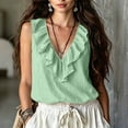 thumbnail image 5 of cocolona Summer Tank Tops for Women Ruffle V Neck Sleeveless Shirts Trendy Casual Solid Color Blouses, 5 of 5