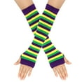 thumbnail image 2 of MIASHUI Women's Autumn Winter Long Stripe Knit Fingerless Gloves, Multi-Color Solid Half Finger Gloves for Fashion Yellow, 2 of 3