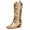 Gold, variant on Black Wide Calf Metallic Embroidered Cowboy Boots For Women Sparkly Mid Calf Chunky Heel Pull on Pointy Toe Western Cowgirl Boots Fashion Short Booteis For Girl 7