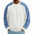 thumbnail image 2 of LODIENY Men Fall Crew Neck Sweatshirts Raglan Long Sleeve Color Block Casual Shirt Classic Fit Casual Fashion Athletic Shirts White S, 2 of 7