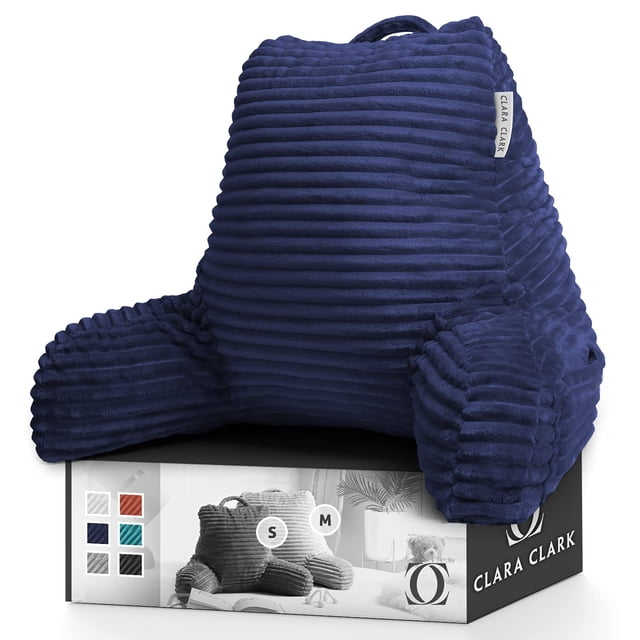 Almohada de lectura Clara Clark Cut, felpa a rayas, para niños, azul marino