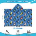 thumbnail image 2 of Blue Cartoon Dinosaurs Text Pattern Hooded Bath Towel，60"x35" for Ages 3 To 12 Kids, Quick Dry Lightweight Soft Microfiber Hood Beach Towel Cover Up for Kids, 2 of 7